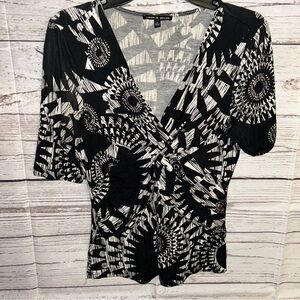 💙Cable and gauge black and white print top